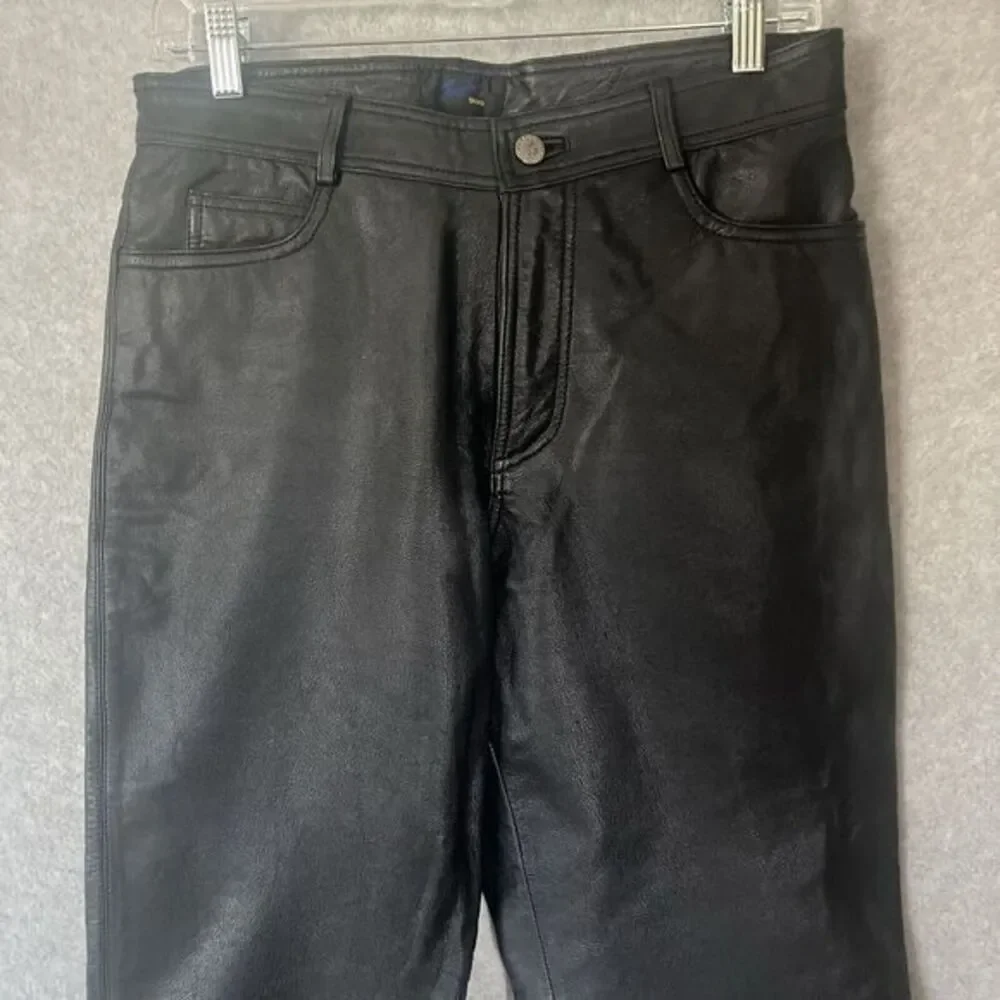 Lou Lou Skins Women's Black Genuine Leather Pants Boot Flare Leg Lined. US 11/12